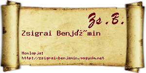 Zsigrai Benjámin névjegykártya